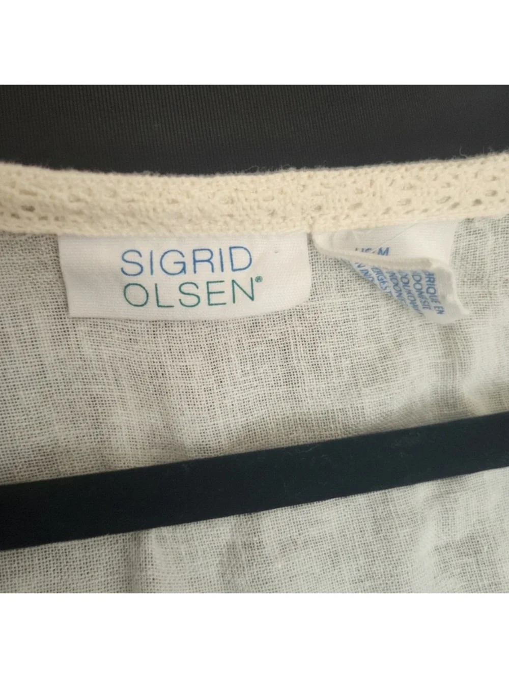 SIGRID OLSEN Boho Linen Blend Caftan Tunic Swim  Coverup Size Medium